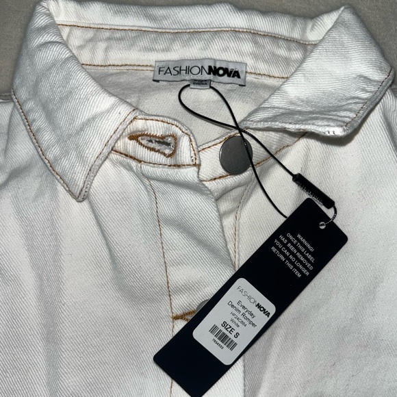 all white Jean jumpsuit - Picture 2 of 2